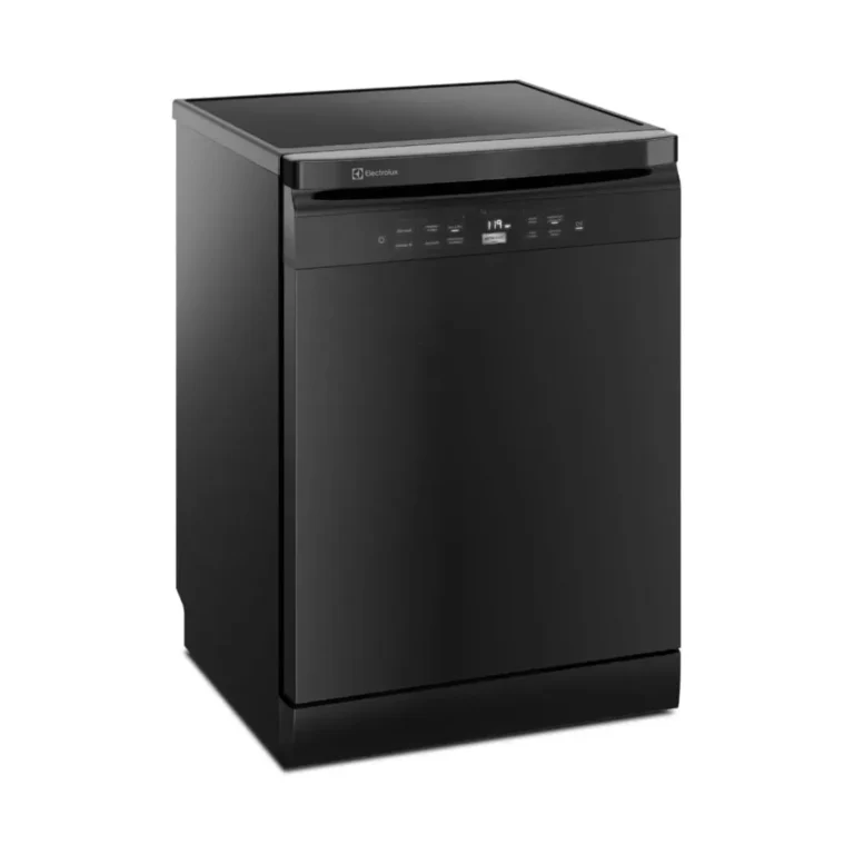 Lava-Louças Electrolux 14 Serviços Preta Experience LL14P vista lateral com acabamento moderno