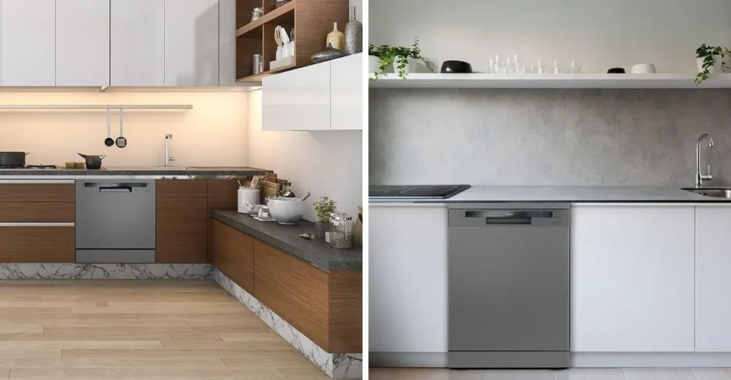 Comparativo entre dois modelos compactos de lava-louças de bancada ou embutida em cozinhas modernas
